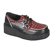 CREEPER 2 Inch Platform Shoes With Zipper Trim Pinstripe Plaid Size: 10 Colors: Plaid