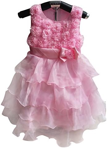 PATTONJIOE Baby Girls Princess Wedding Bow 3D Flower Tutu Layered Skirt Pink