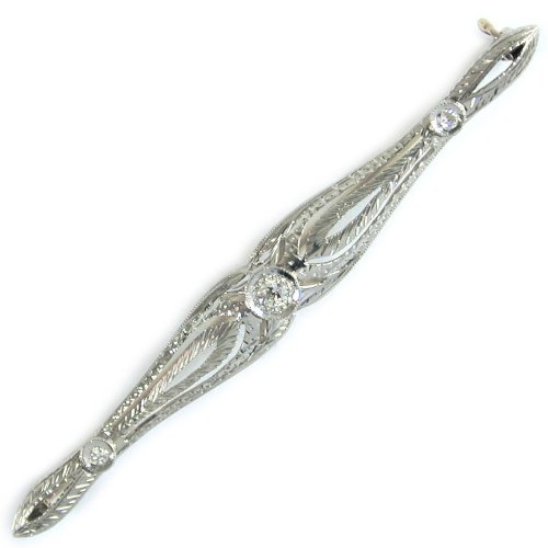 Childrens Toyshop  Jewelry : Antique Platinum Diamond Filigree Bar Pin Brooch, circa 1920s