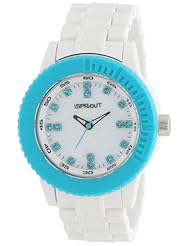 Sprout Womens ST/6505MPBL Blue Swarovski Crystal Accented White Corn Resin Bracelet Watch