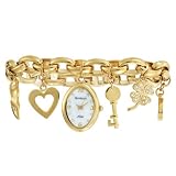 Armitron Women's 753732MPGP NOW Swarovski® Crystal Accented Gold-Tone Charm Bracelet Watch