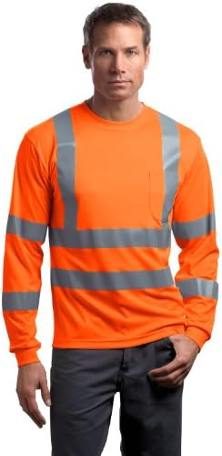 Cornerstone ANSI Class 3 Long-Sleeve Snag Resistant Reflective T-Shirt - Safety Orange CS409 L