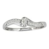 10K White Gold 11 Stone Diamond Promise Ring .09ct tw