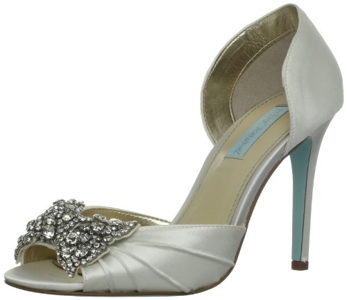 Blue by Betsey Johnson Women’s Gown Pump,Ivory Satin,8.5 M US