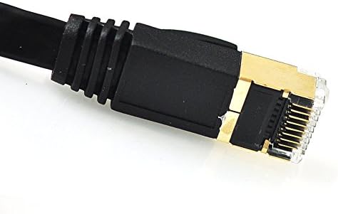 Vandesail® Cat7 High Speed Rj45 Ethernet LAN Networking Cable Black Computer Router Gold Plated Plug STP Wires Professional Gold Headed Network Cable- High Speed Premium Quality Cat Seven / Patch / Ethernet / Modem / Router / LAN (15 meters-black Oblate)