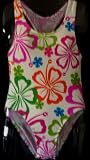 Girls 1 PC T-Back White/Large Flowers