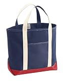 (エルエルビーン) LL Bean 別注キャンバストートバッグ ラージ ナチュラル/レッド/ブルー 日本未入荷 LL Bean Custom Tote Bag Large Natural/Red/Blue 　（並行輸入品）