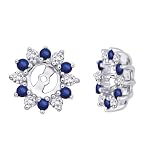 14K White Gold 1/4 ct. Diamond with Alternating 3/8 ct. Sapphire Earring Jackets