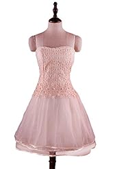 Strapless Lace Cocktail Chiffon Evening Dress/Bridesmaid Dress/Prom Dress/Party Dress/Wedding Dress 