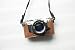 Handmade Genuine Real Leather Half Camera Case Bag Cover for Canon AE-1 Yellow Brown