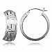 Silver Diamond Cut Greek Key Hoop Earrings title=
