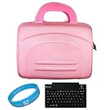Pink Hard Shell Dual Zipper CUBE Carrying Case for Acer Iconia Tab A500-10S32u 10.1-inch Tablet + Sumaclife Wireless Bluetooth Keyboard + SumacLife TM Wisdom*Courage Wristband