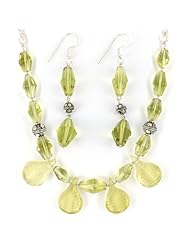 Sterling Silver With Hand cut Lemon Quartz set, A set of a Necklace made of hand cut Lemon Quartz Stones with Sterling Silver beads comes with matching earring, the set weight 235 carats, Sold By set