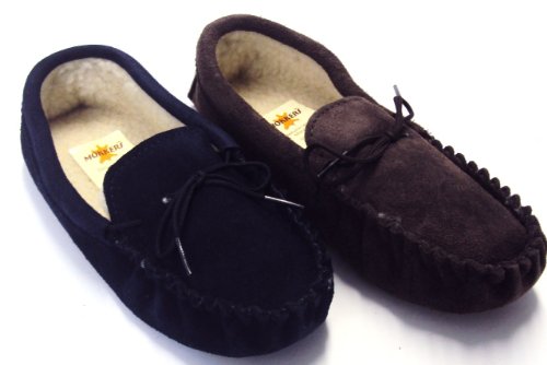 Mens MOKKERS Thermal lined suede leather Moccasins with soft suede sole Taupe size 13
