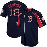 MLB Majestic Carl Crawford Boston Red Sox Double Play Jersey - Navy Blue (Medium)