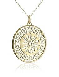 18k Yellow Gold Plated Sterling Silver Sun Medallion, 18"