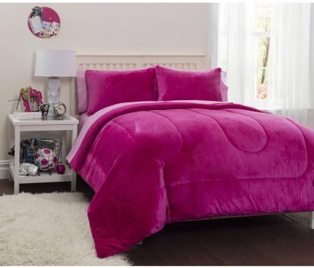 Latitude Pink Royal Plush Reverse To Sherpa Bed-In-A-Bag Comforter Set | Two pillow shams