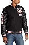 Akademiks Young Men's Wool Letterman Jacket,Black,Large