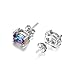 Jewelrypalace Women's Oval Natural Rainbow Mystic Topaz 925 Sterling Silver Stud Earrings