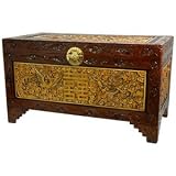 Kitchen & Housewares : Anniversary Gift Idea - Chinese Dragon Double Happiness Symbol Carved Wedding Trunk