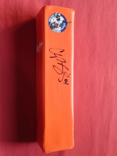 Denver Broncos Champ Bailey Autographed Custom Photo Football End Zone Pylon, Proof Photo of Champ Signing for Us.