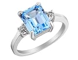 Blue Topaz Ring with Diamond Accent 3.0 Carats (ctw) in Sterling Silver