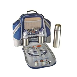 Super Deluxe Two Person Picnic Backpack in Two Tone Azur Blue