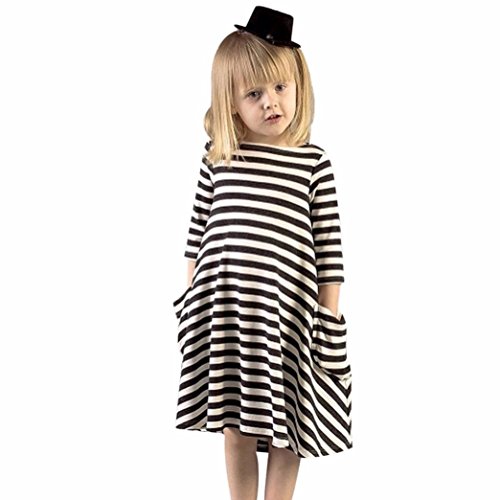 Hatop 1PC Black White Striped Dress Casual Family Clothes Girls Dress