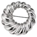 Sterling Silver Circle Brooch with Grooved Texture