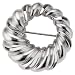 Jewelry : Sterling Silver Circle Brooch with Grooved Texture