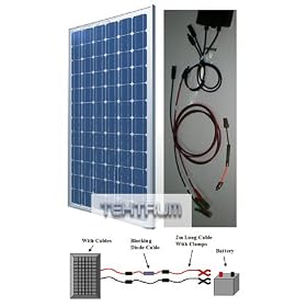 Tektrum 180w Solar Panel Blocking Diode Cable 2m long Cable Clamps Battery Charger Kit for RV,... by 