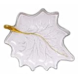 Clear Recycled Art Glass Maple Leaf Large Dish 15.75 x 13 by Traders and Company