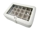 Mele Faux Leather Crystal Jewelry Box with 24 Sections in Ivory
