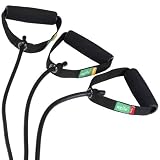 3pc Black-colored Resistance Band Set, Light, Medium, & Heavy with Deluxe Door Anchor