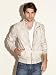 GUESS Twill-Trim Faux-Leather Bomber Jacket, WHITE SMOKE (MEDIUM)