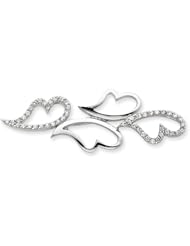 Sterling Silver Cz Hearts Pin