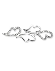 Sterling Silver CZ Hearts Pin