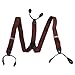 HDE Suspenders for Men Y-Back Button End Adjustable Heavy Duty Design Dress Suspender (Brown)