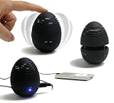 TeckNet Egg Tumbling Mini Speaker With Build-In Rechargeable battery For All iPods and MP3 Players - Black