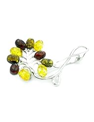 SilverAmber 925 Sterling Silver & Baltic Amber Jewellery - Brooch 4031M