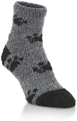 World's Softest Women's Cozy Collection Spa Quarter Socks (Black Paw Print)