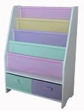 Beck Children's Pastel Color Wooden Bookshelf with Canvas Shelves and Fabric Bins