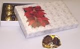 Scott's Cakes 1 Pound Dark Chocolate Covered Caramels in a Poinsettia Box