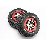 Traxxas Tire (S1) & Wheel Chrome, Red(2):R 2WD TRA6873R