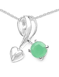 0.50 Carat Genuine Emerald Sterling Silver Pendant Necklace. 18"