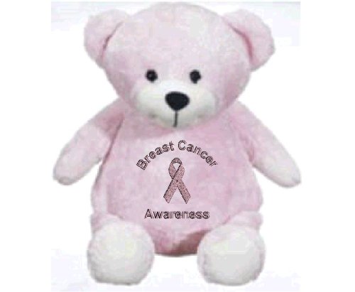 41ZCVhs8UvL Stuffed 14 teddy bear with custom embroidered Breast Cancer Awareness support ribbon.