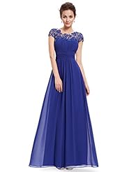 A-line Natural   Waistline Floor Length Illusion Lace Keyhole Scoop Neck Chiffon Evening Dress 