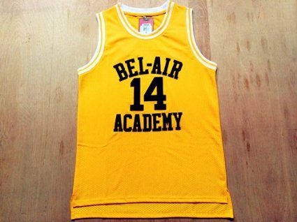 Fresh Prince Jersey 14 Will Smith Jersey Yellow Bel-Air Academy Basketball Jerseys Stitched (Golden, Small)