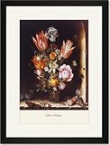 Black Framed/Matted Print 17x23, Dutch Bouquet