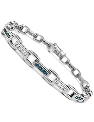 1.50ct Blue Round Channel Set Diamond Tennis Bracelet 14k White Gold